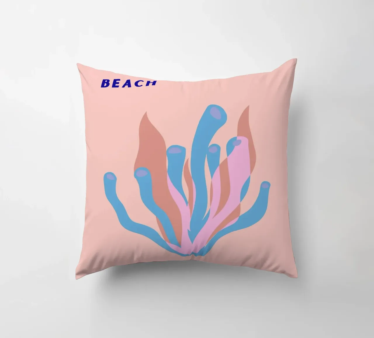 Alga rosa Oceano astratto Retro Botanica Pop Art cuscino da NorwesClub