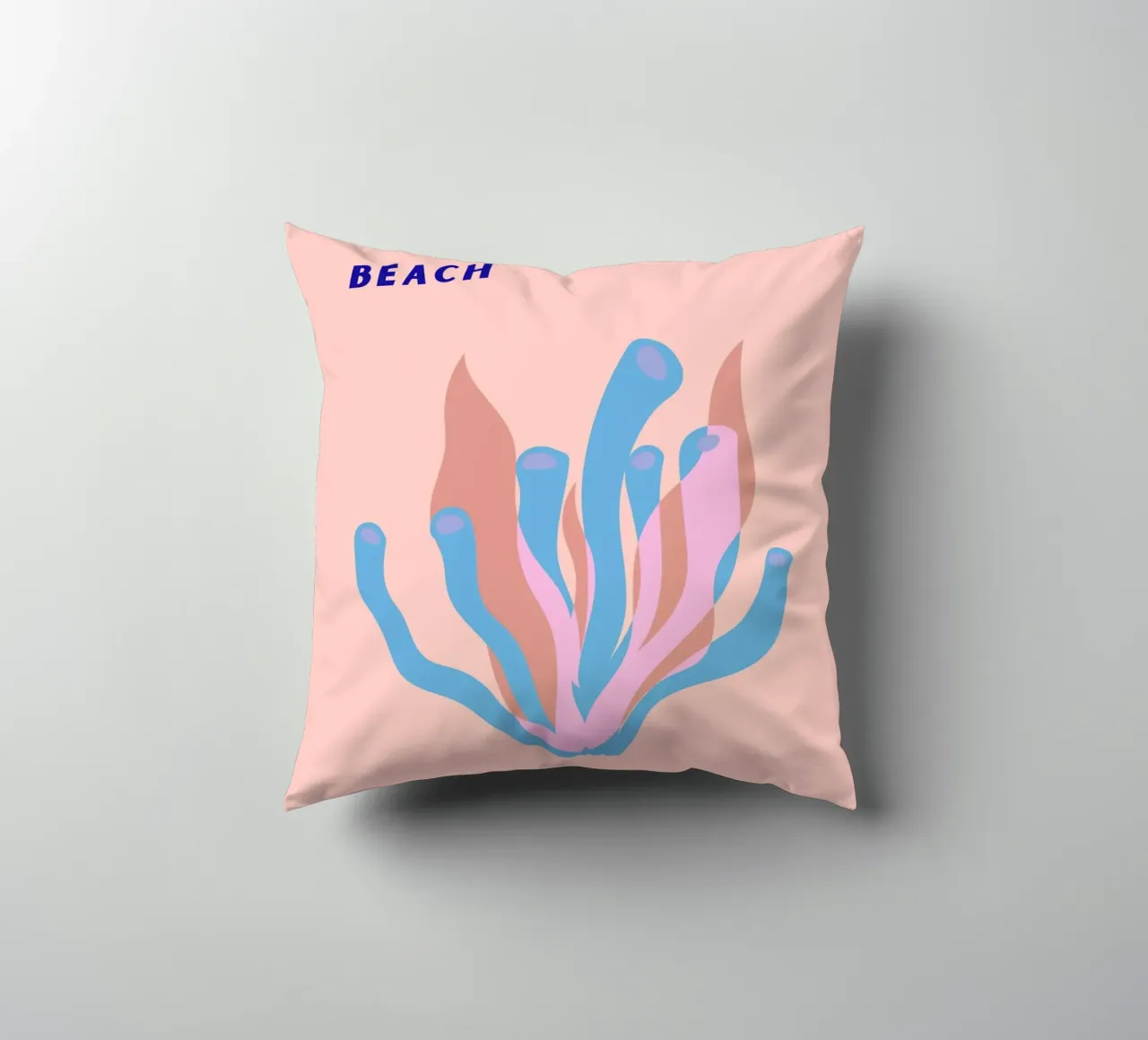 Alga rosa Oceano astratto Retro Botanica Pop Art cuscino da NorwesClub
