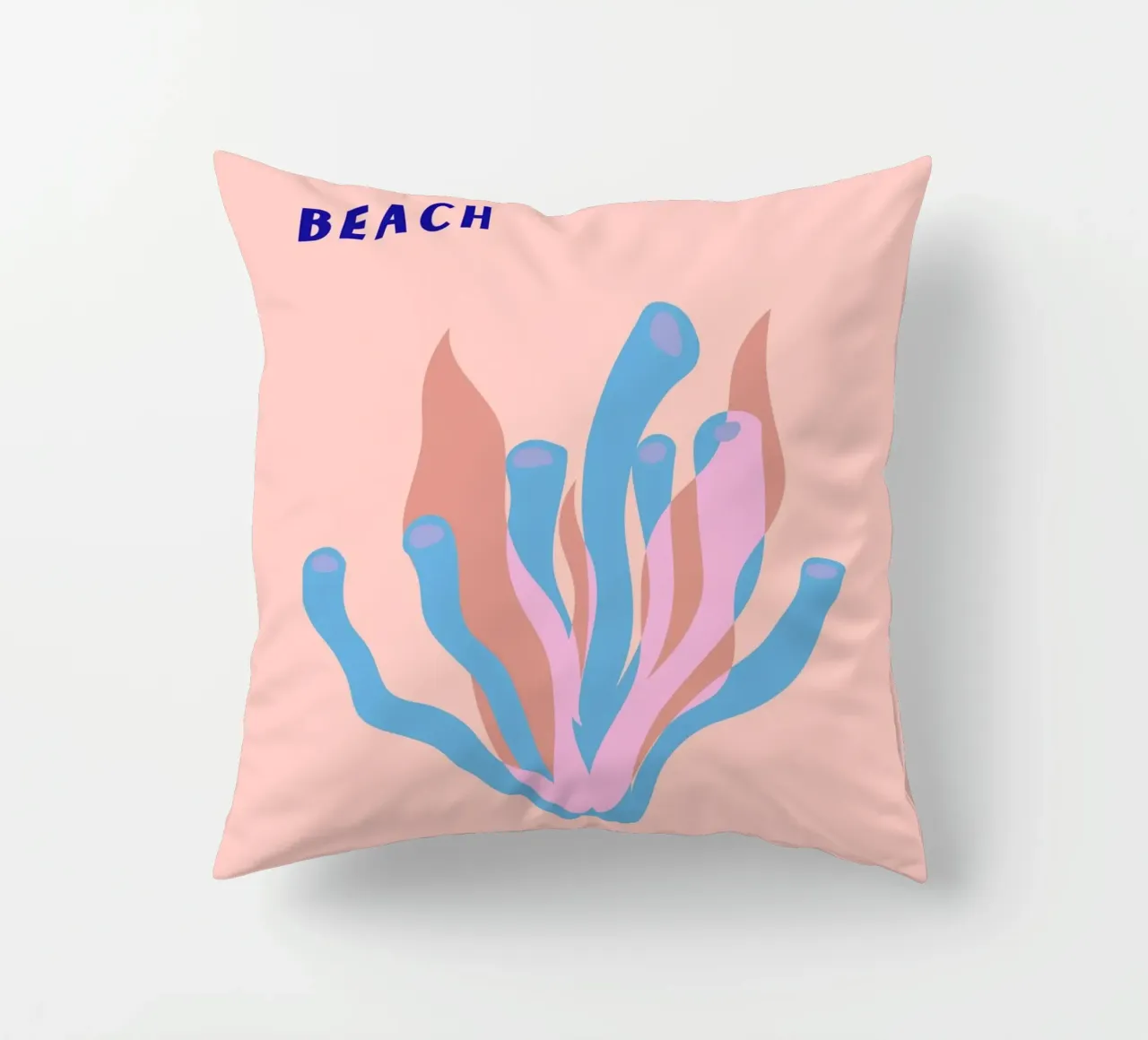 Alga rosa Oceano astratto Retro Botanica Pop Art cuscino da NorwesClub