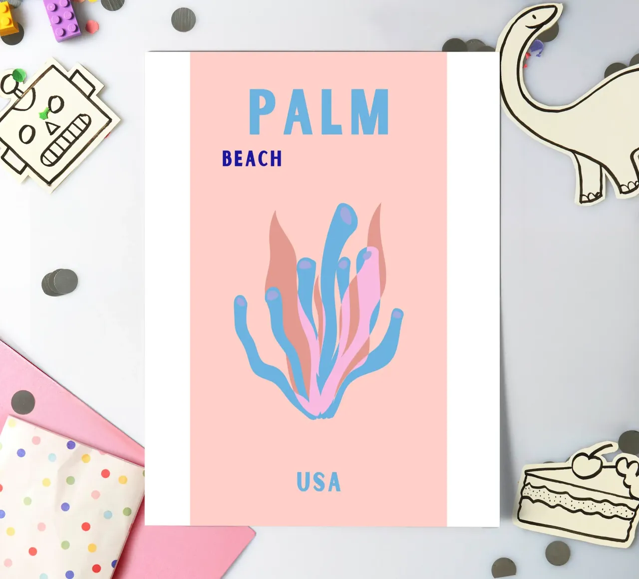 Pink Seaweed Abstract Ocean Retro Botanical Pop Art sticker sheet by NorwesClub