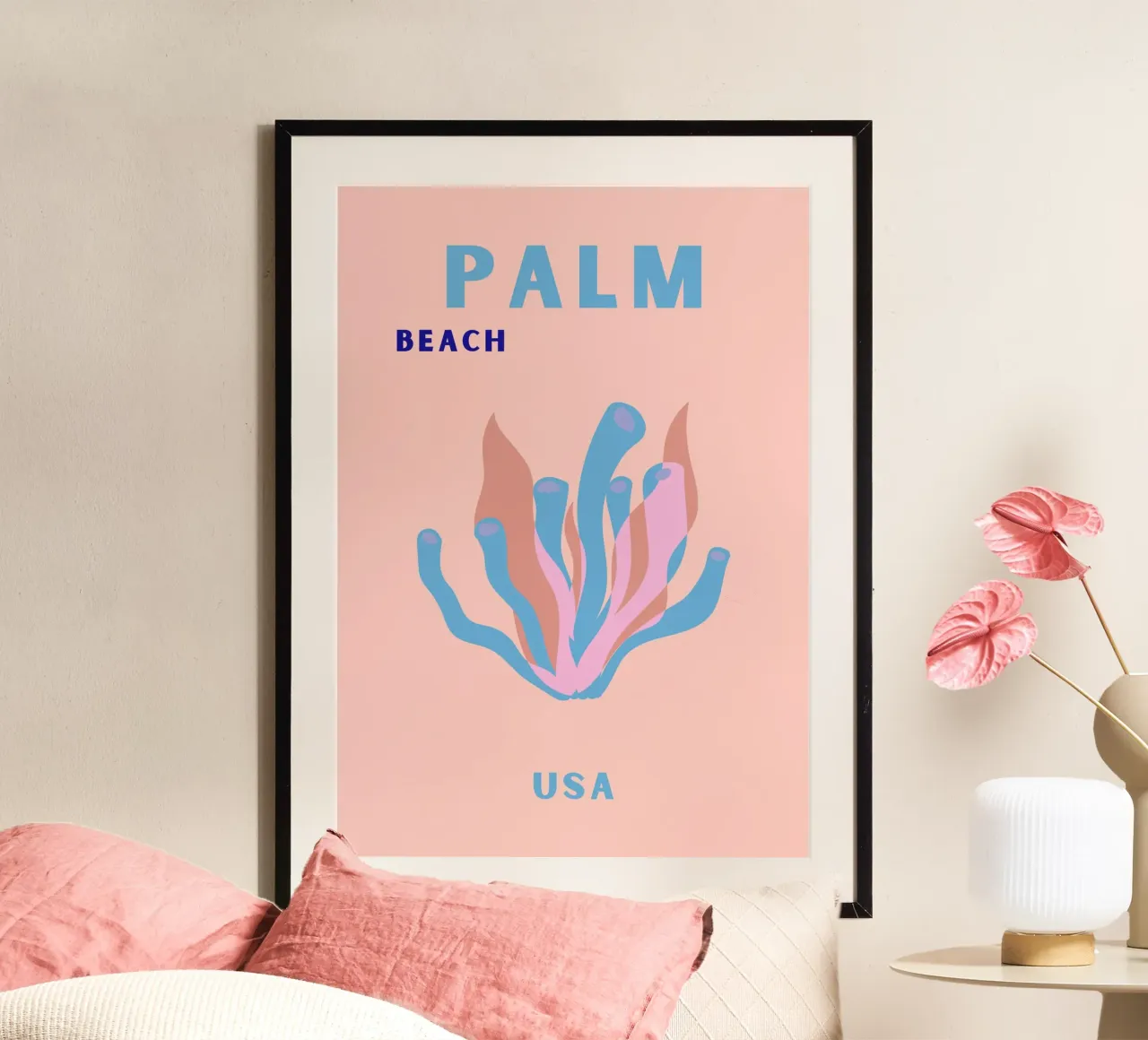 Algue rose Abstrait Océan Rétro Botanique Pop Art poster de NorwesClub