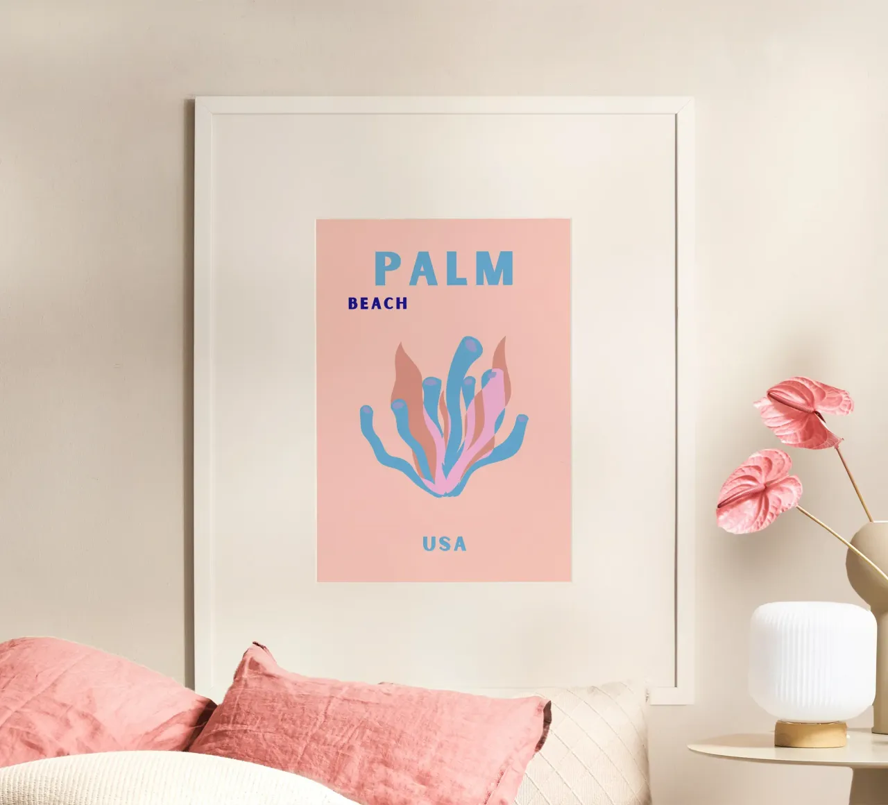 Algue rose Abstrait Océan Rétro Botanique Pop Art poster de NorwesClub