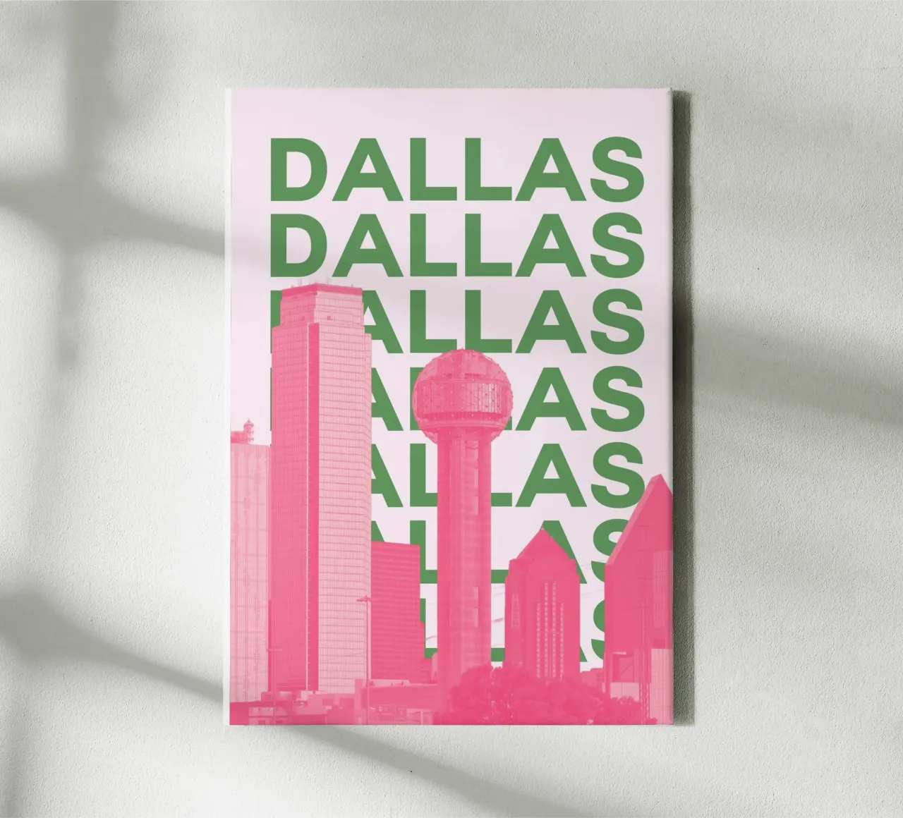 Dallas Texas Retro Skyline Travel Pop Art Print canvas met Baklijst van NorwesClub