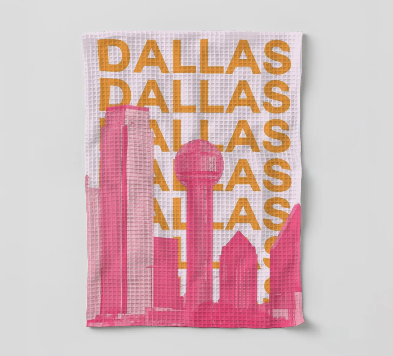 Dallas Texas Retro City Skyline Travel Pop Art Print torchon de NorwesClub