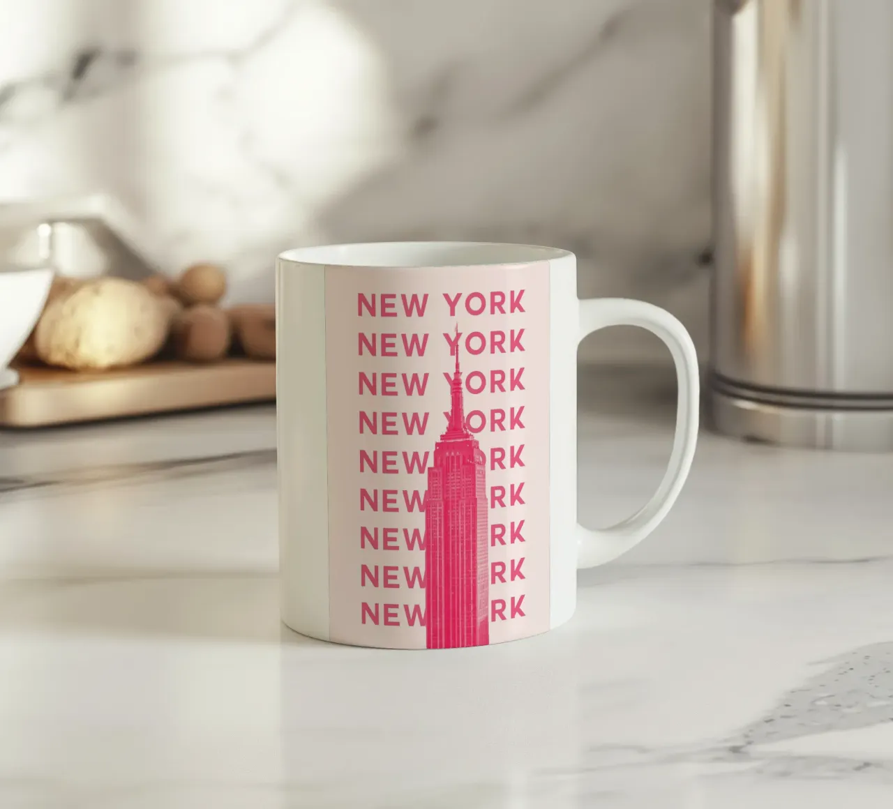 New York City Retro Skyline Travel Pop Art Landmark Print tazza in ceramica da NorwesClub
