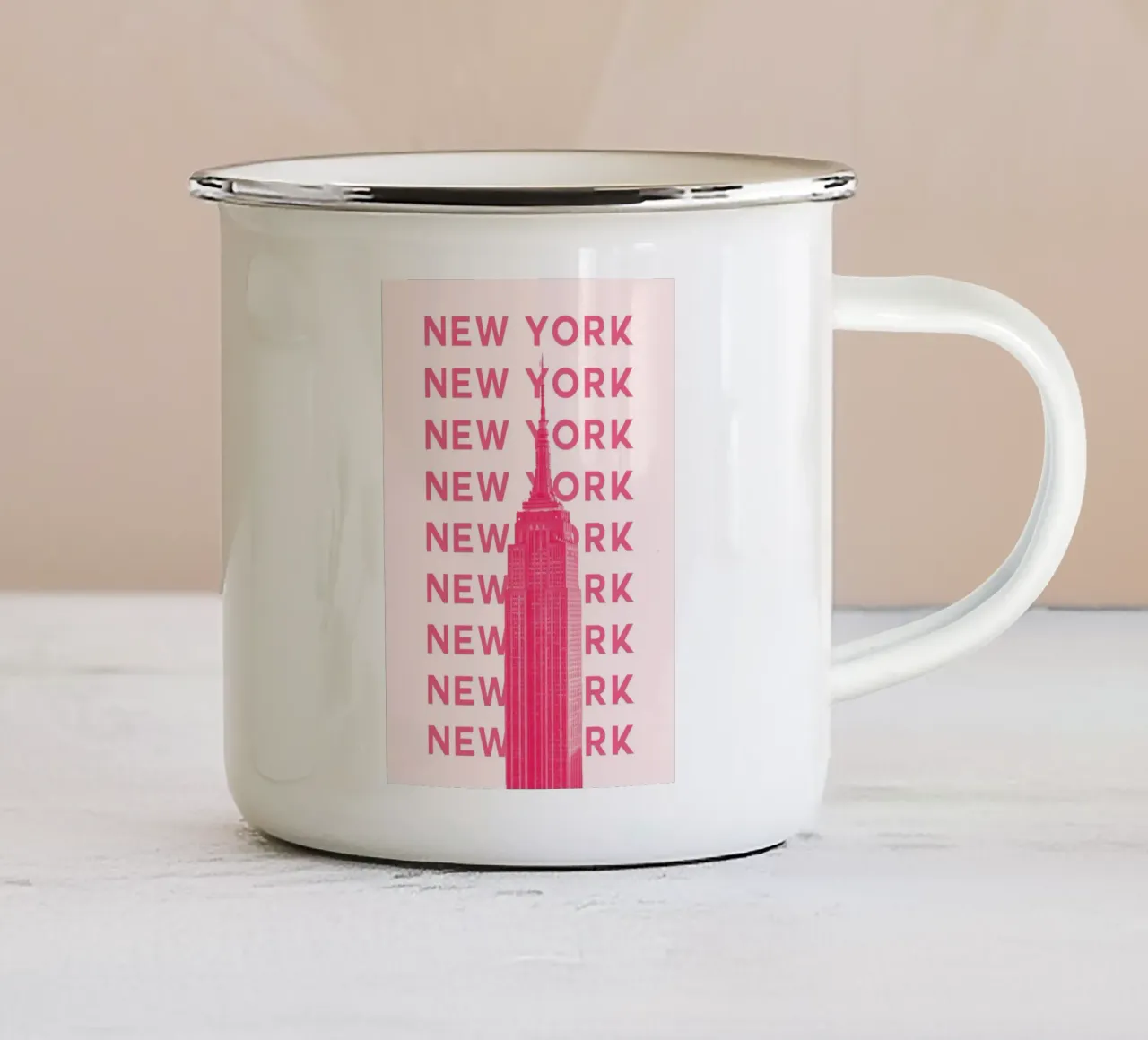 New York City Retro Skyline Travel Pop Art Landmark Print tazza in smalto da NorwesClub