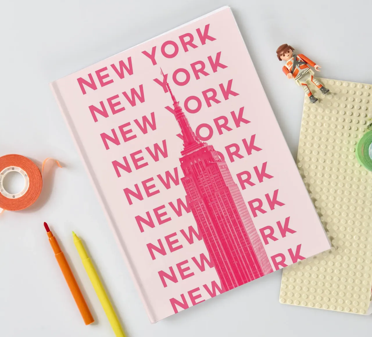 New York City Retro Skyline Travel Pop Art Landmark Print notebook by NorwesClub