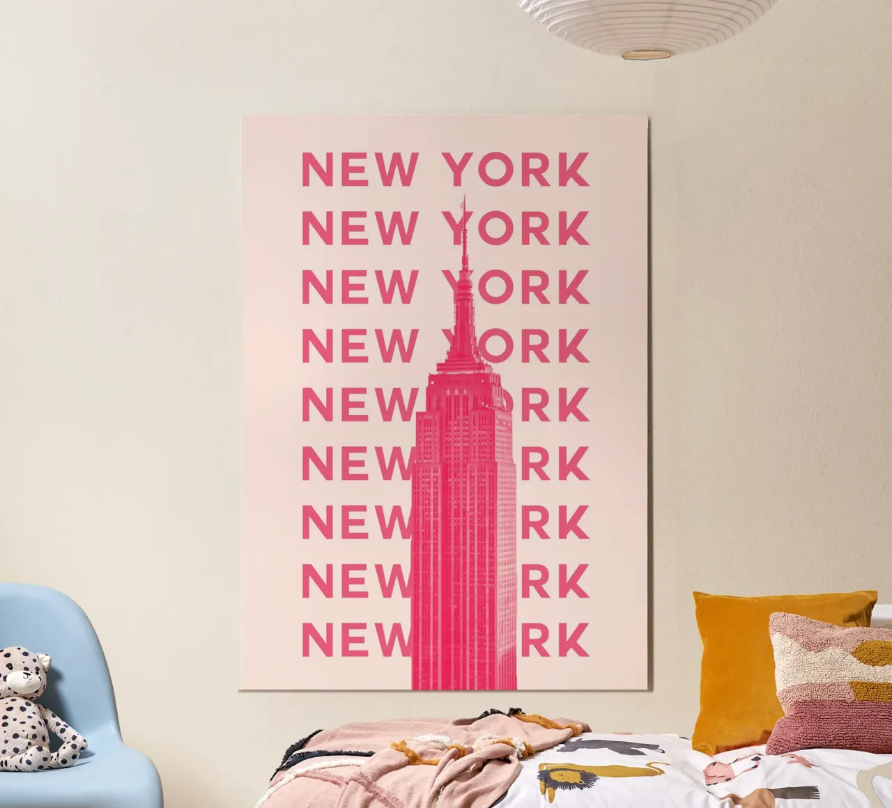 New York City Retro Skyline Travel Pop Art Landmark Print carta hahnemühle da NorwesClub