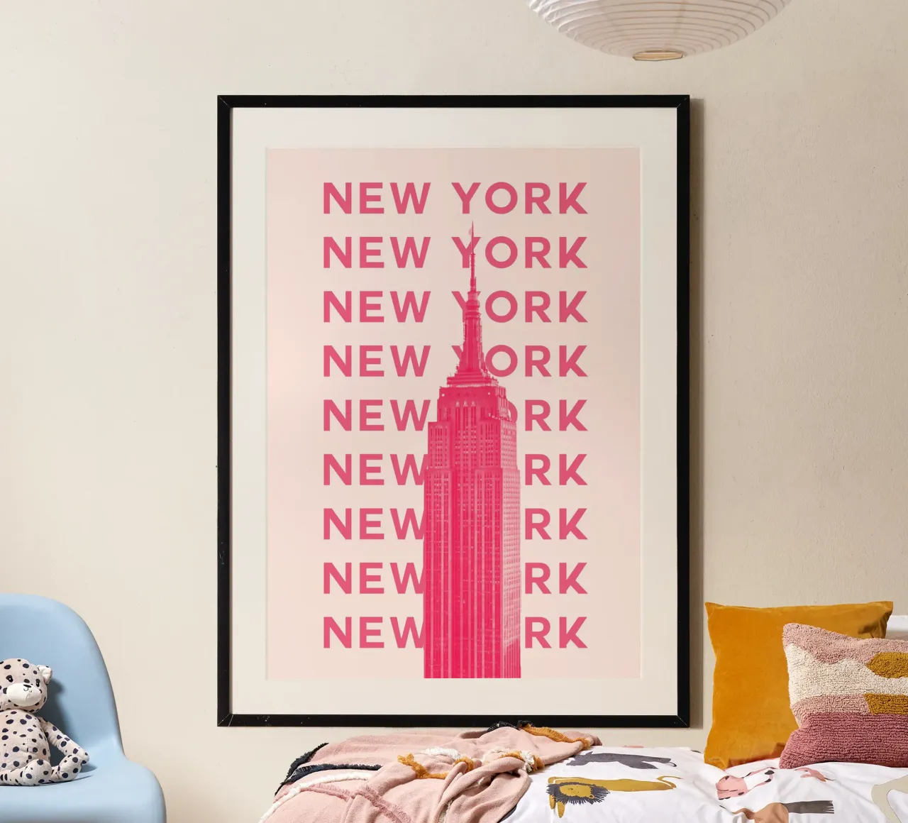 New York City Retro Skyline Travel Pop Art Landmark Print carta hahnemühle da NorwesClub