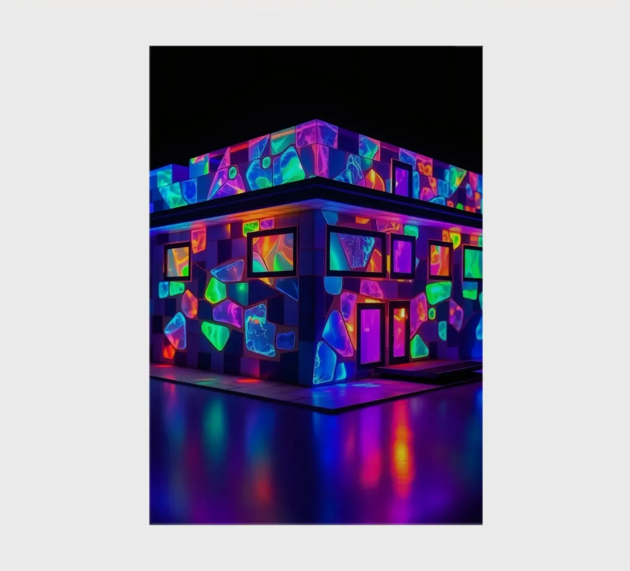 Innovative architectural model illuminated with vibrant neon notebook by DesignDoodle