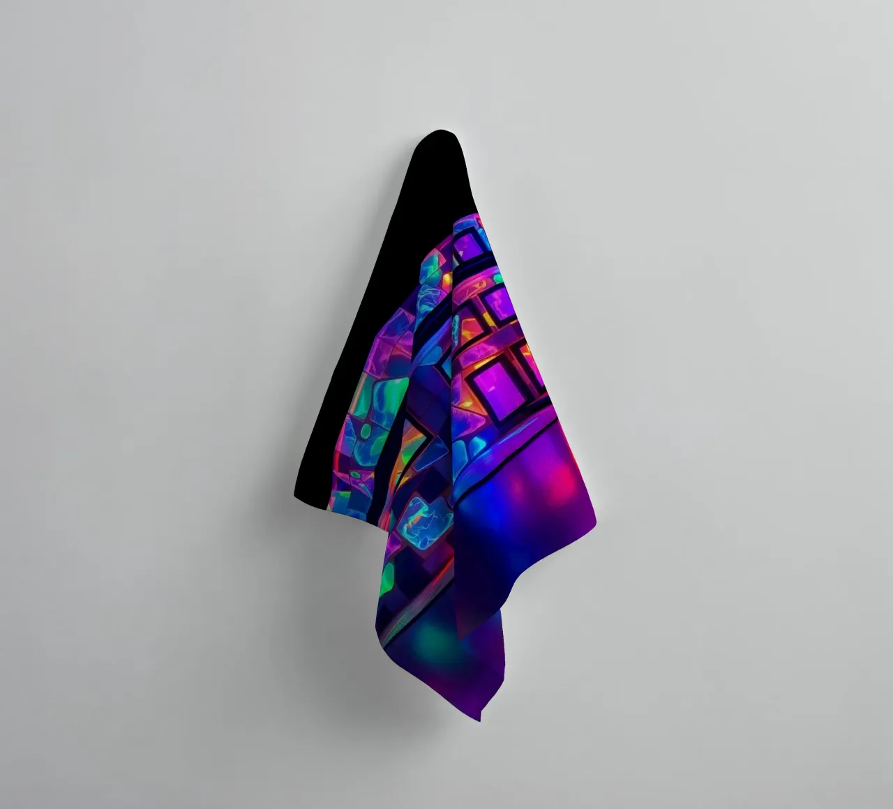 Innovative architectural model illuminated with vibrant neon towel by DesignDoodle