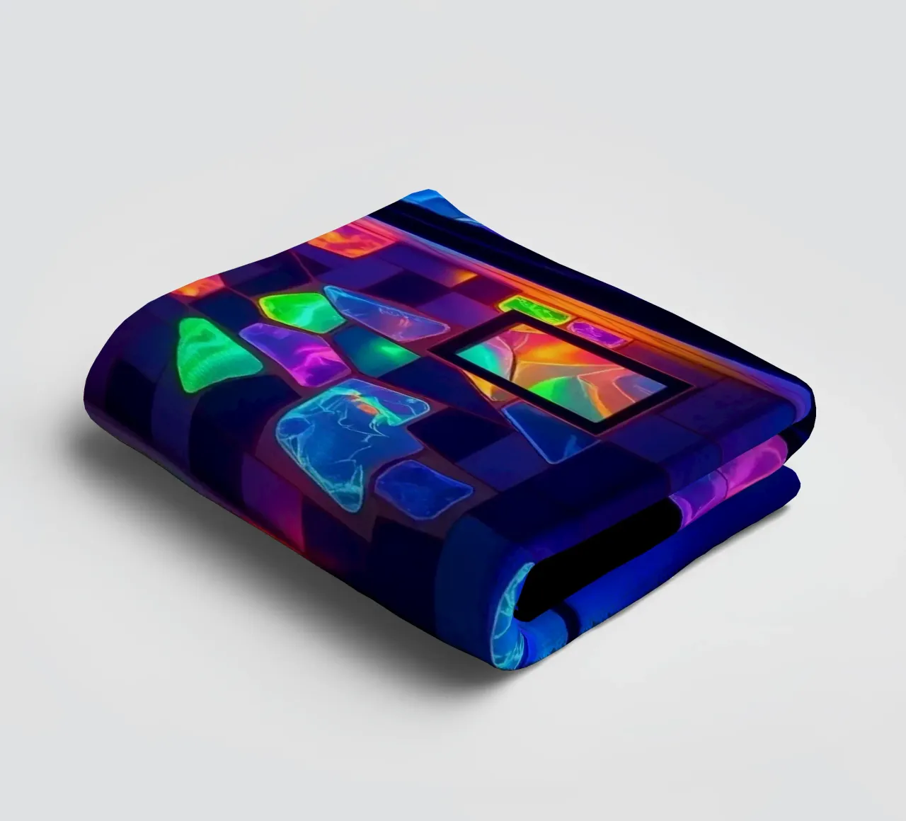 Innovative architectural model illuminated with vibrant neon towel by DesignDoodle