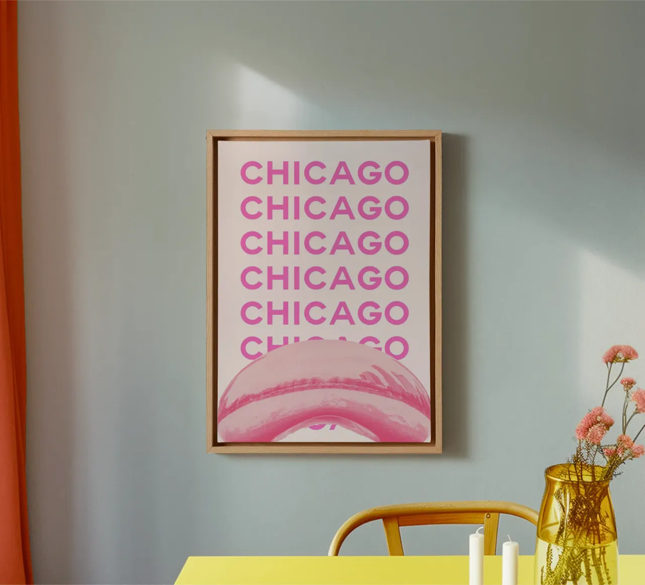 Chicago Illinois Retro Skyline Travel Pop Art Print canvas met Baklijst van NorwesClub