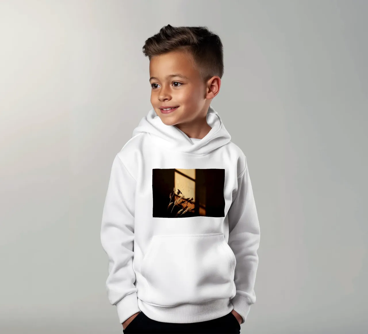 Warm sunlight casts shadows of dried plants kids hoodie by DesignDoodle