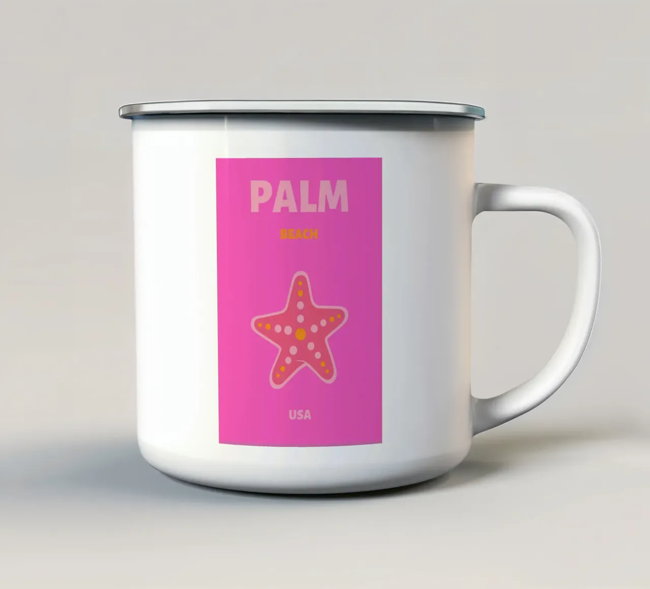 Roze Zeester Retro Oceaan Pop Art Marine Life Print emaille mok van NorwesClub