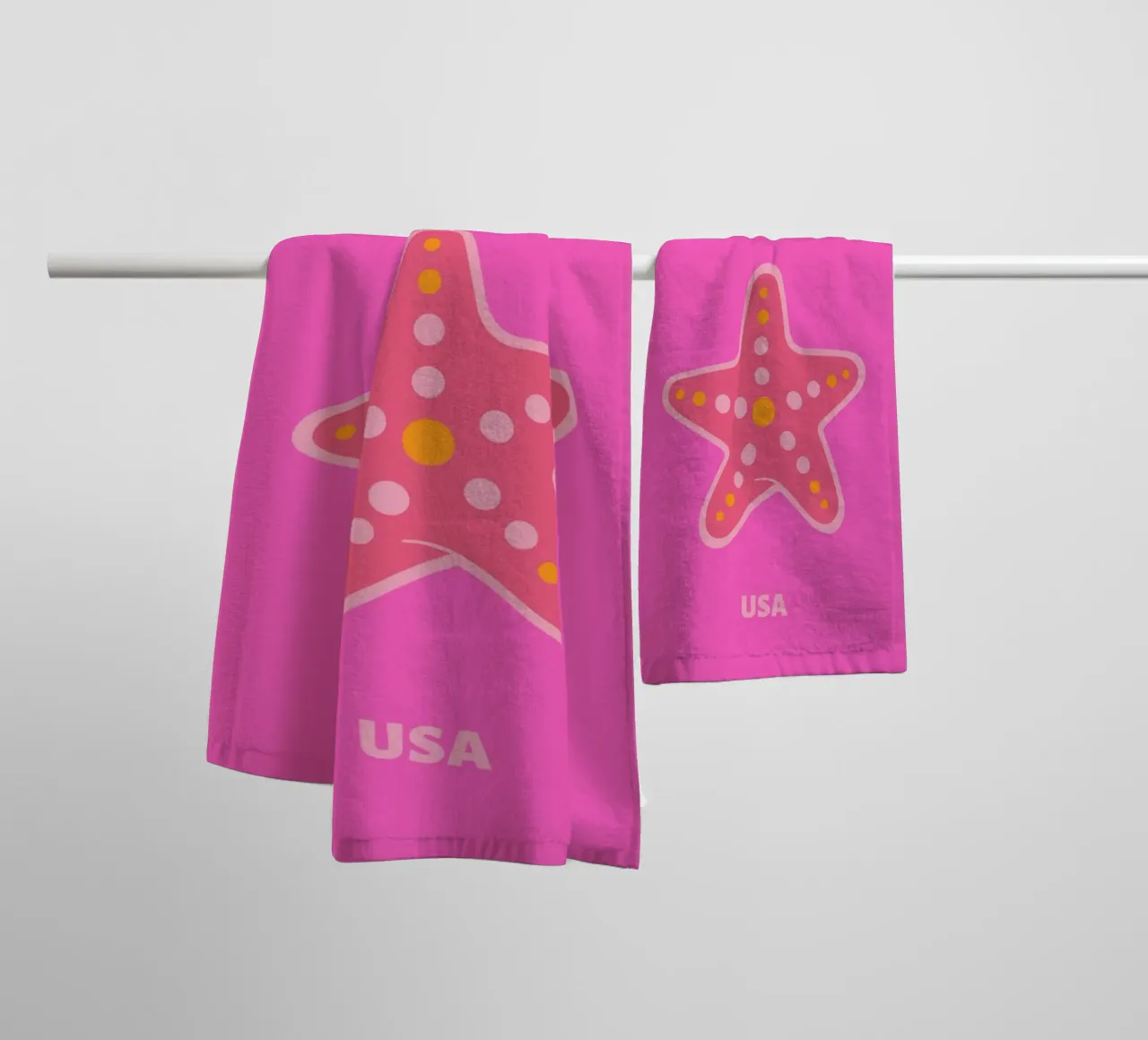 Roze Zeester Retro Oceaan Pop Art Marine Life Print badhanddoek van NorwesClub