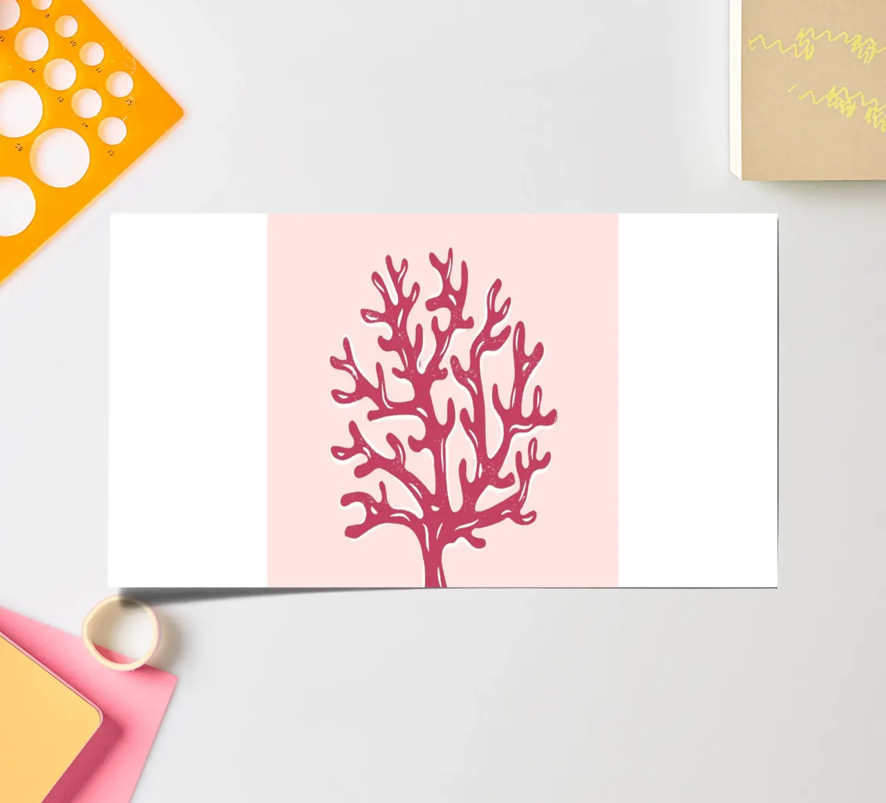 Coral Rojo Abstracto Océano Retro Botánico Pop Art Print pack de pegatina de NorwesClub