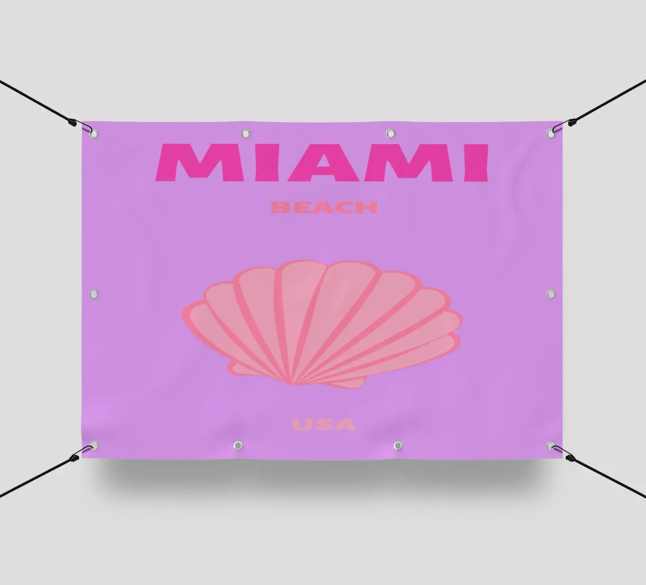 Conchiglia rosa Retro Oceano Cartoon Pop Art Illustrazione telo in pvc da NorwesClub