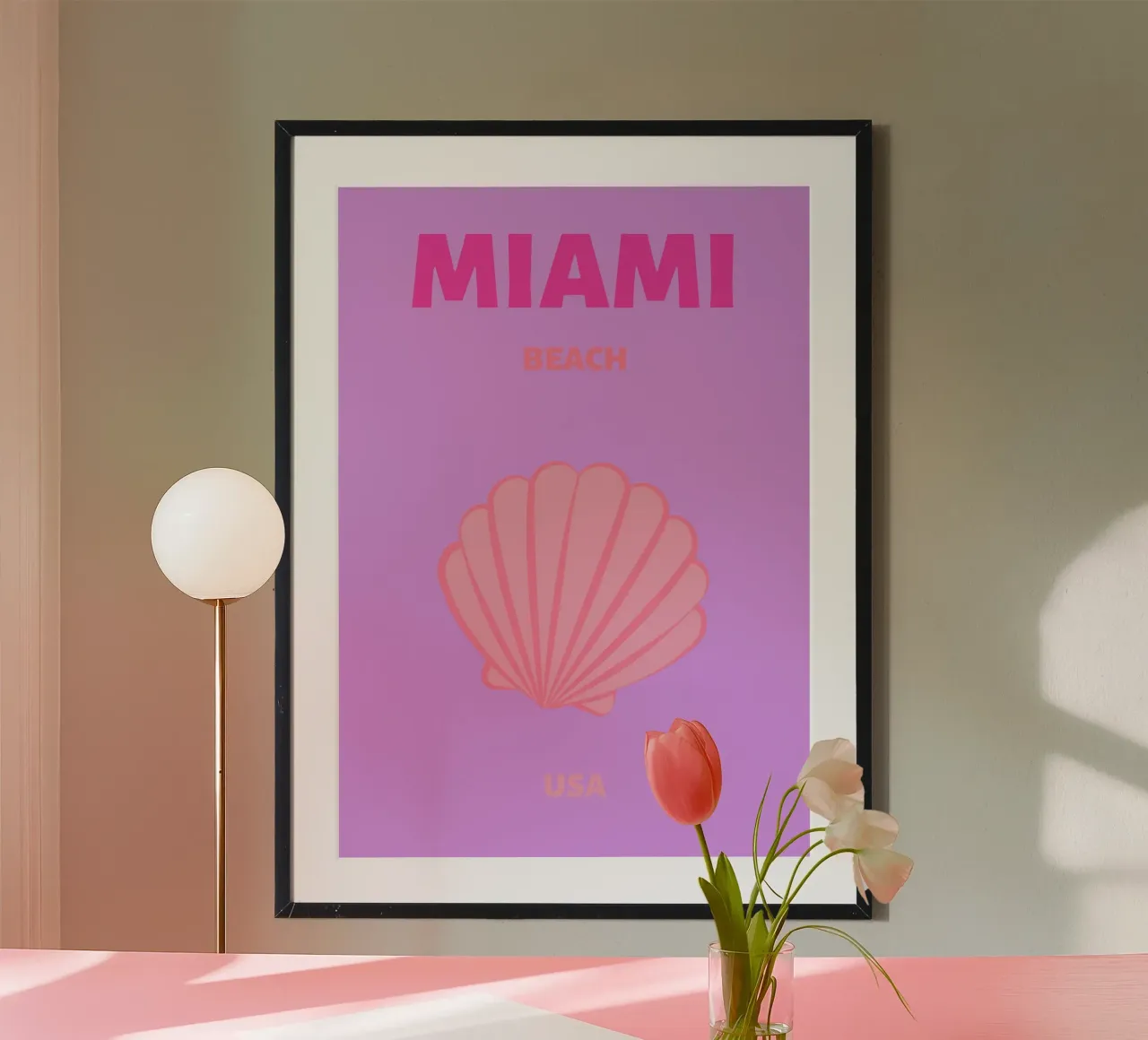 Concha de mar rosa Retro Océano Caricatura Pop Art Ilustración poster de NorwesClub