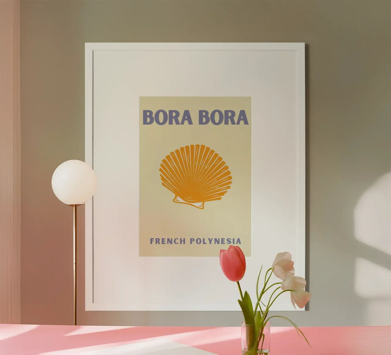 Conchiglia d'oro Retro Ocean Art Pop Art Illustrazione poster con telaio in alluminio da NorwesClub
