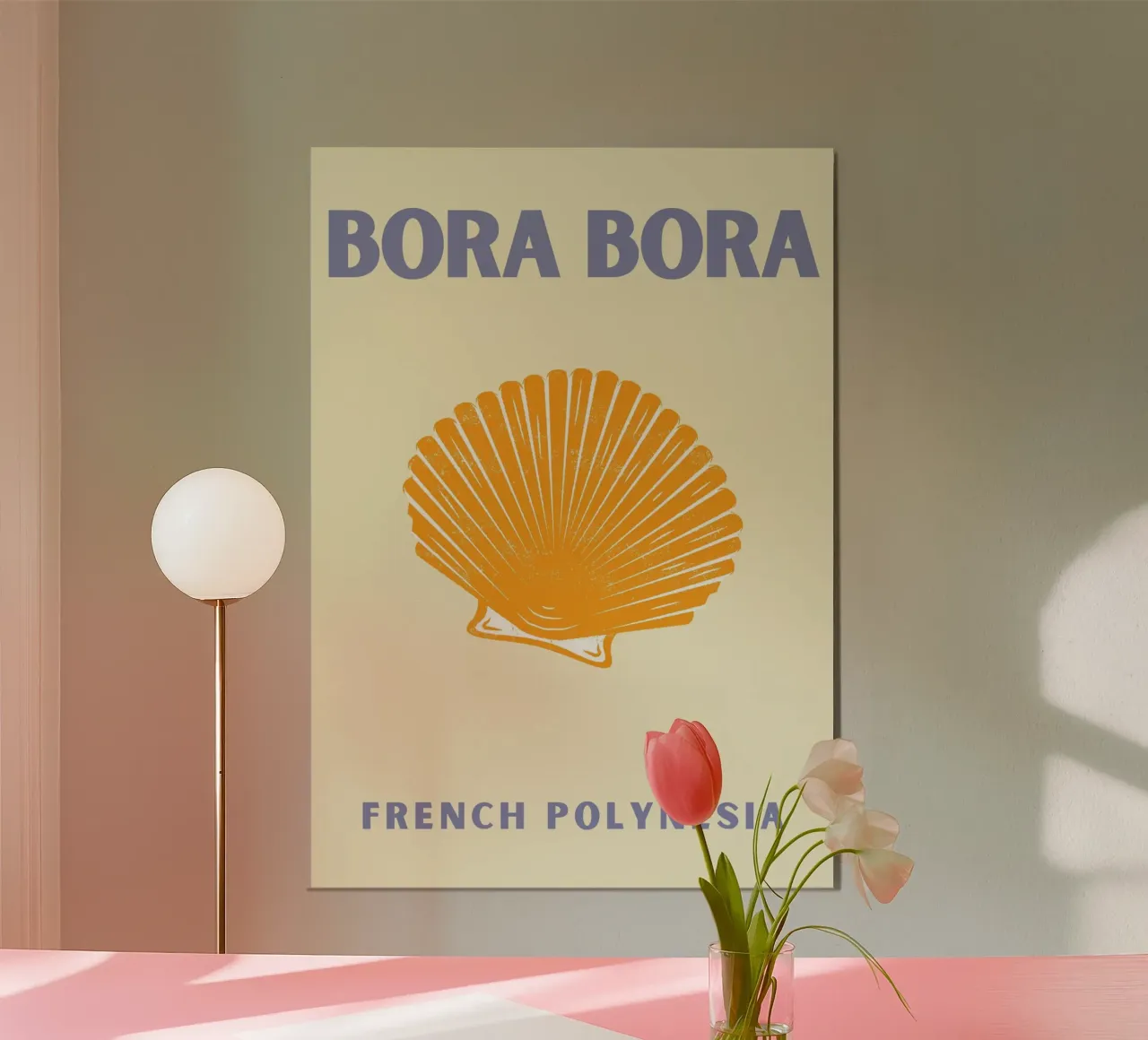 Conchiglia d'oro Retro Ocean Art Pop Art Illustrazione poster con telaio in alluminio da NorwesClub