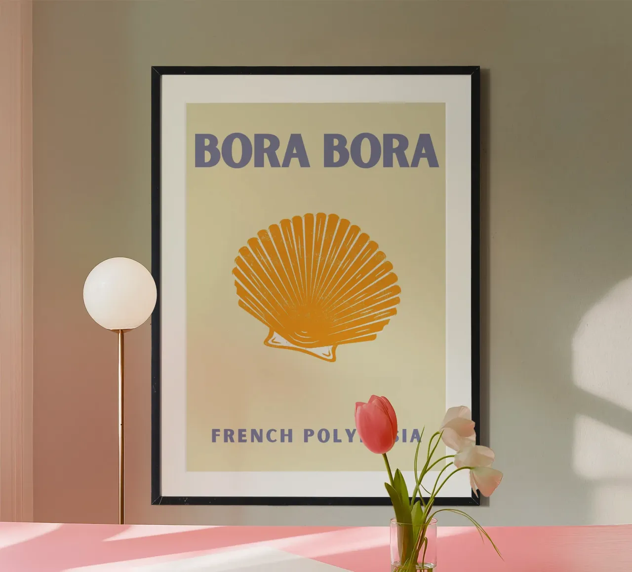 Conchiglia d'oro Retro Ocean Art Pop Art Illustrazione poster con telaio in alluminio da NorwesClub