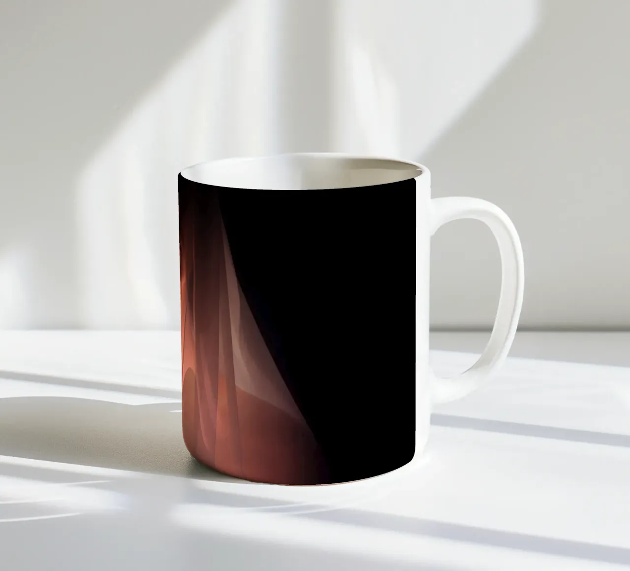figure with a veil illuminated from below in a dark space ceramic mug by DesignDoodle