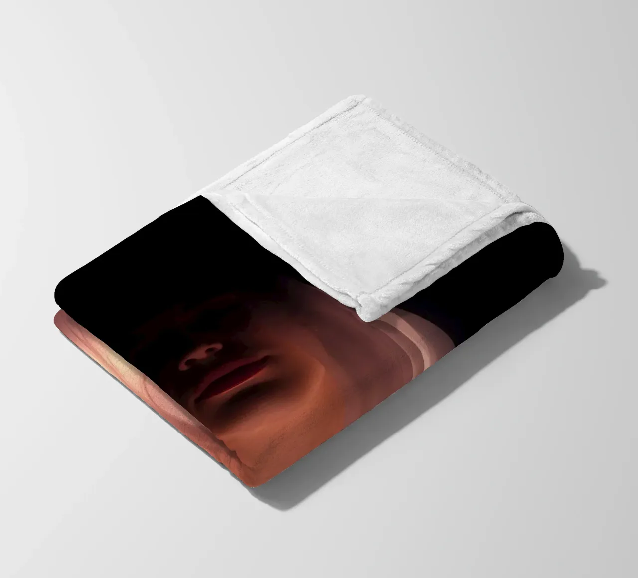 figure with a veil illuminated from below in a dark space fleece blanket by DesignDoodle