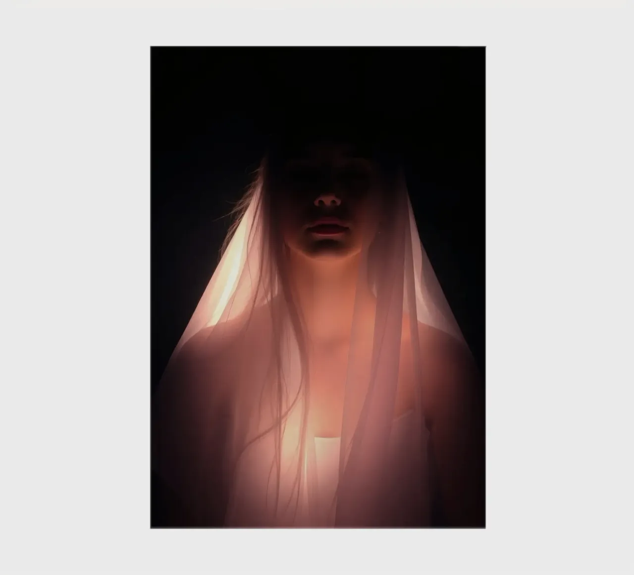 figure with a veil illuminated from below in a dark space notebook by DesignDoodle