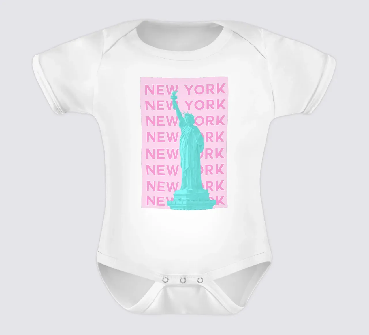 Statua della Libertà rosa, stampa pop art retrò di New York body neonato maniche corte da NorwesClub