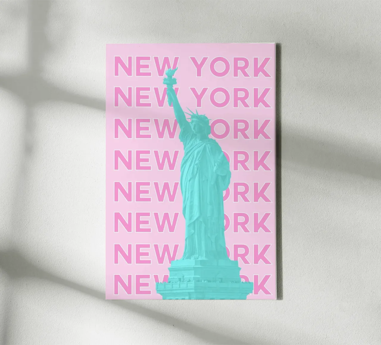 Statua della Libertà rosa, stampa pop art retrò di New York tela con Cornice a cassetta da NorwesClub