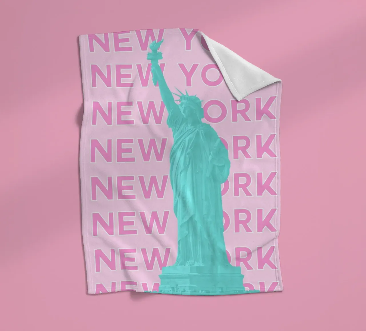 Statua della Libertà rosa, stampa pop art retrò di New York coperta in pile da NorwesClub