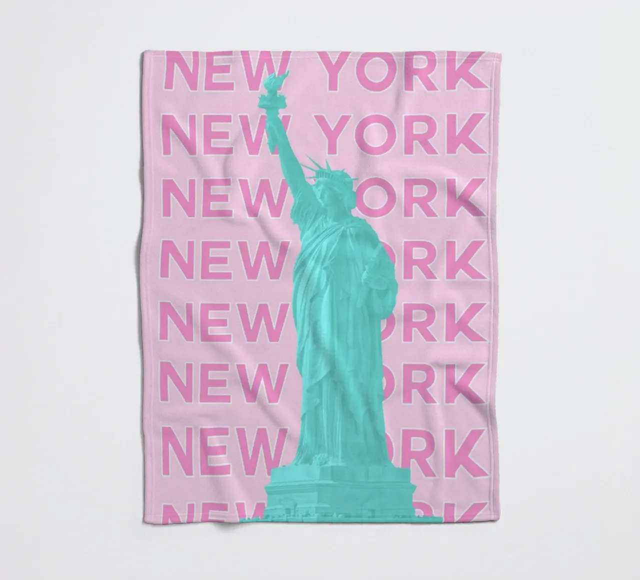 Statua della Libertà rosa, stampa pop art retrò di New York coperta in pile da NorwesClub