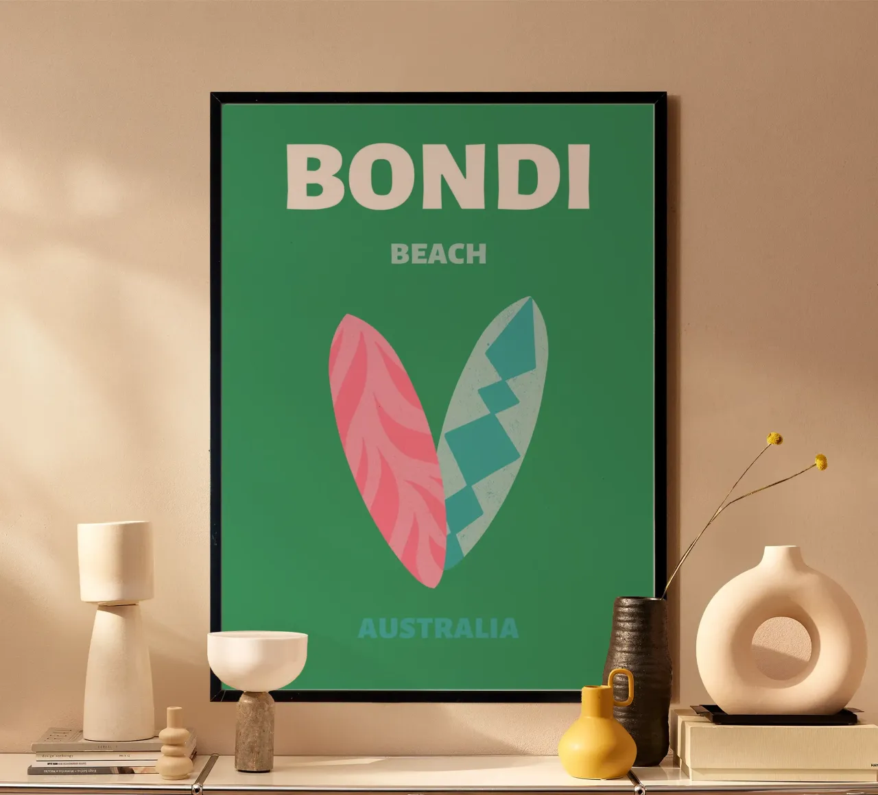 Retro Tropical Surfboards Summer Pop Art Beach Print poster de NorwesClub