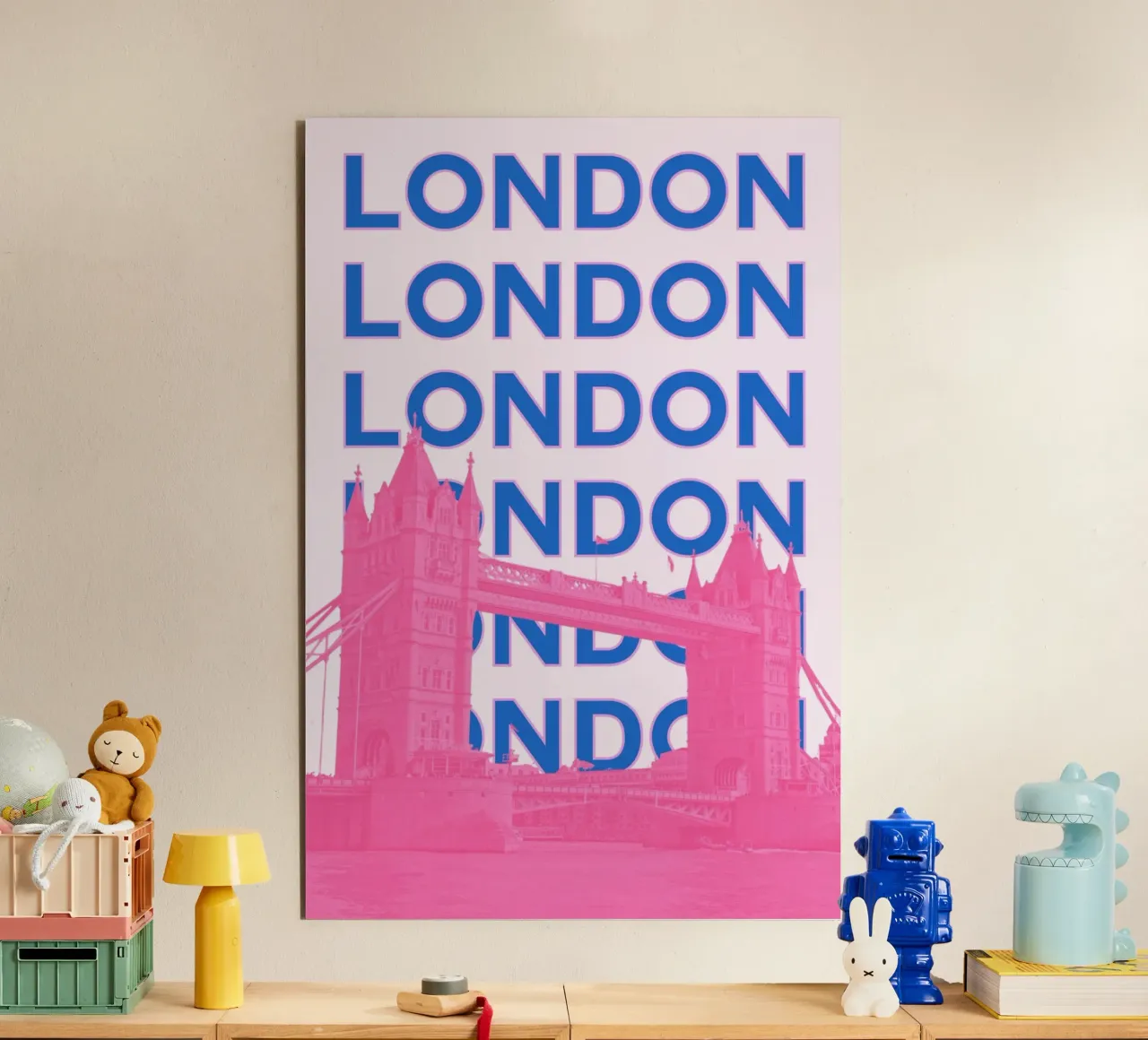 Londra Regno Unito, città retrò, punto di riferimento per i viaggi Stampa pop art alluminio dibond da NorwesClub