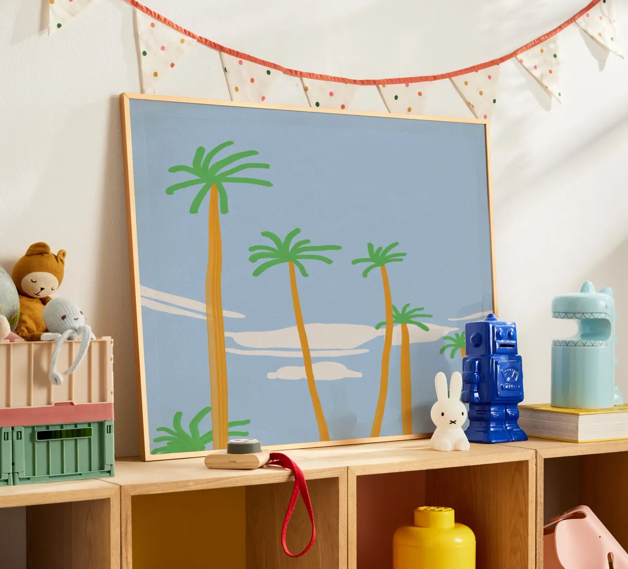 Nuages en cercle poster avec cadre en plastique de Little Dean