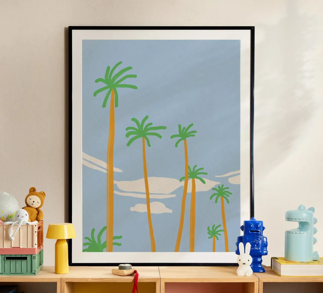 Nuages en cercle poster avec cadre en plastique de Little Dean