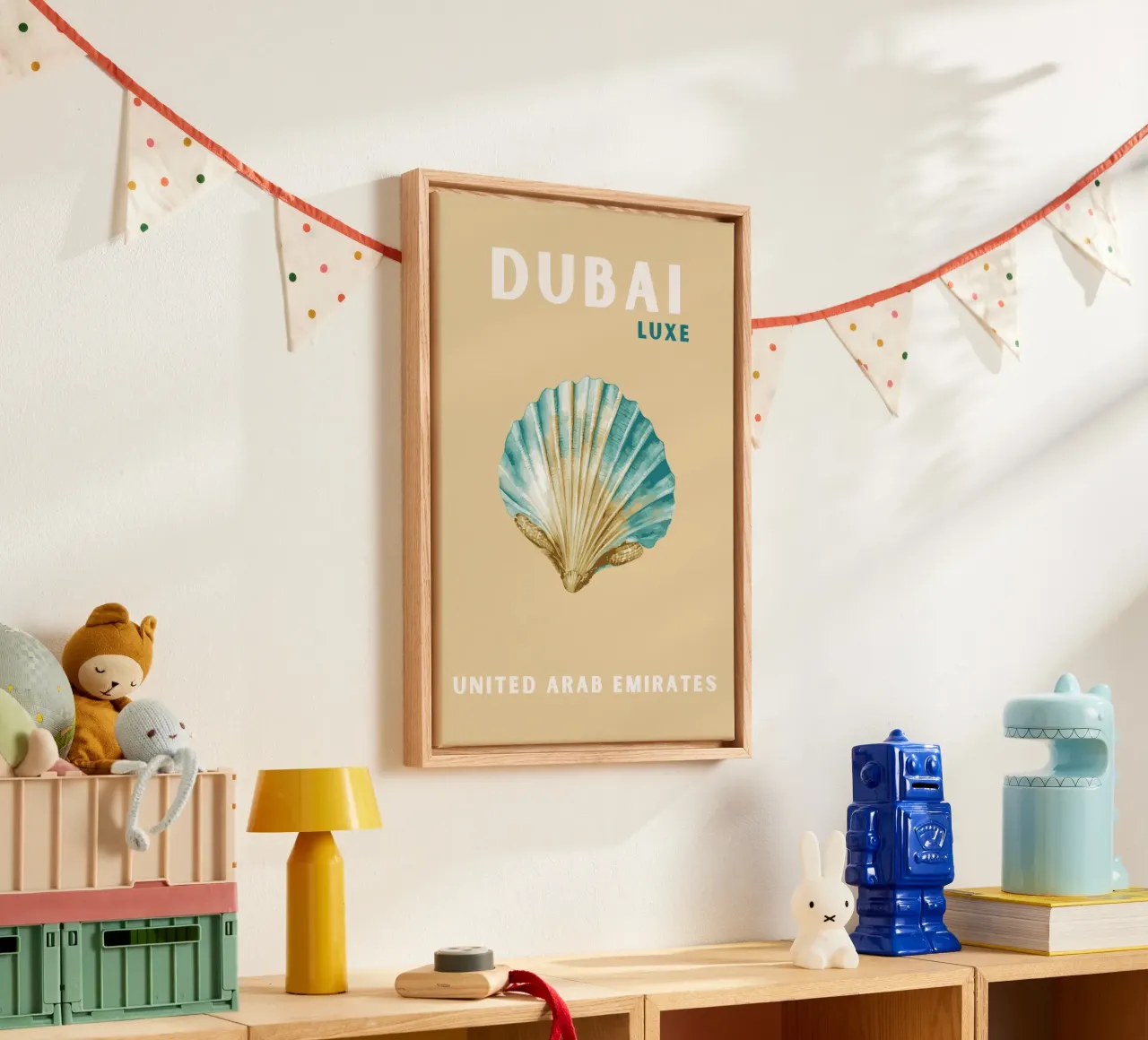 Roze Sint-Jacobsschelp Retro Oceaan Kunst Pop Illustratie canvas met Baklijst van NorwesClub