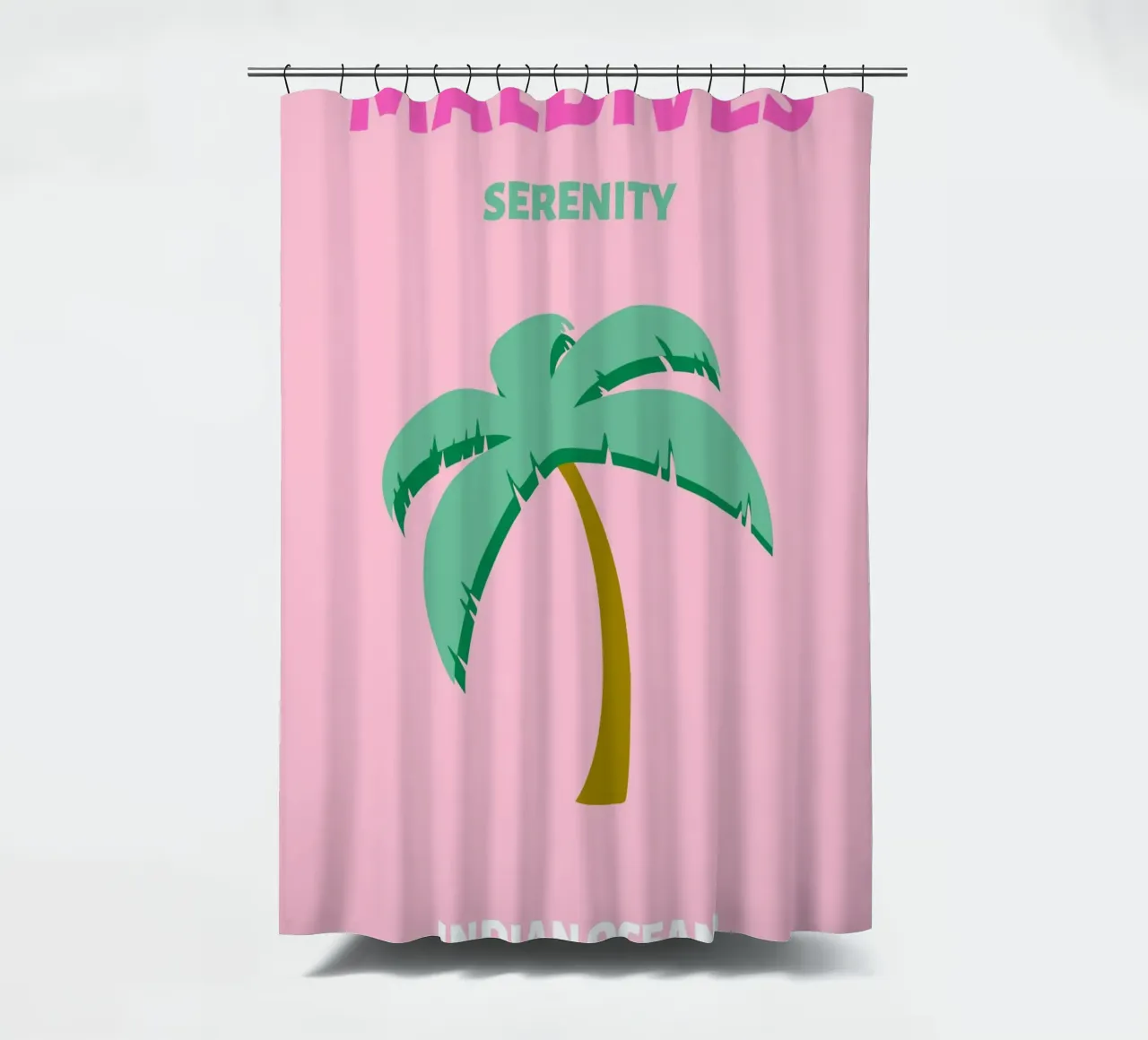 Palma tropicale retrò al tramonto sulla spiaggia Pop Art tenda da doccia da NorwesClub