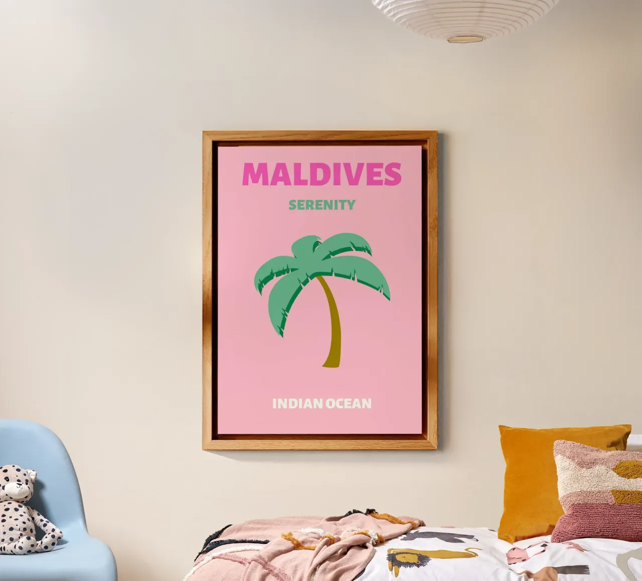 Palma tropicale retrò al tramonto sulla spiaggia Pop Art alluminio dibond da NorwesClub