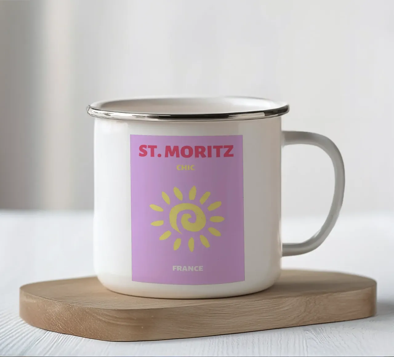 Psichedelico Sunburst Retro Astratto Groovy Pop Art tazza in smalto da NorwesClub