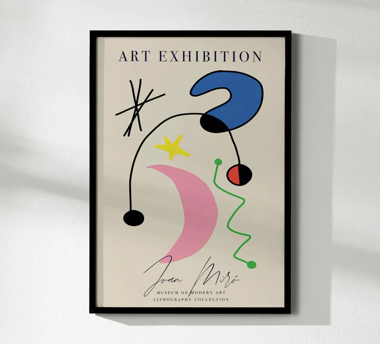 Joan Miro Kunst Tentoonstelling Midden Eeuw poster met kunststof frame van phillipp veisenberg