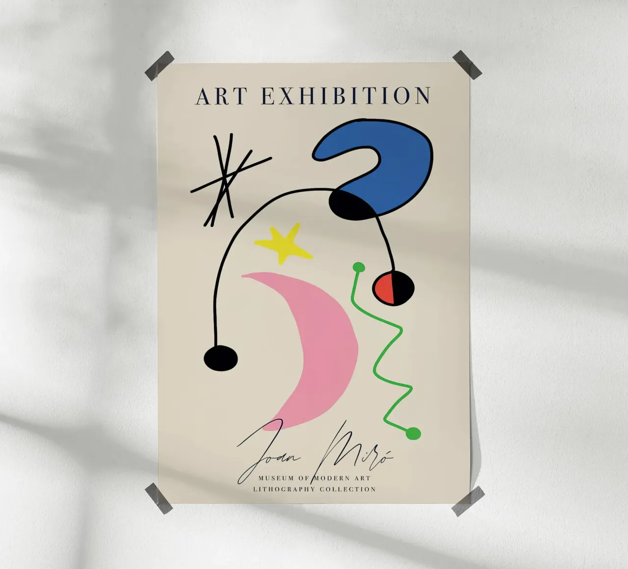 Joan Miro Kunst Tentoonstelling Midden Eeuw poster met kunststof frame van phillipp veisenberg