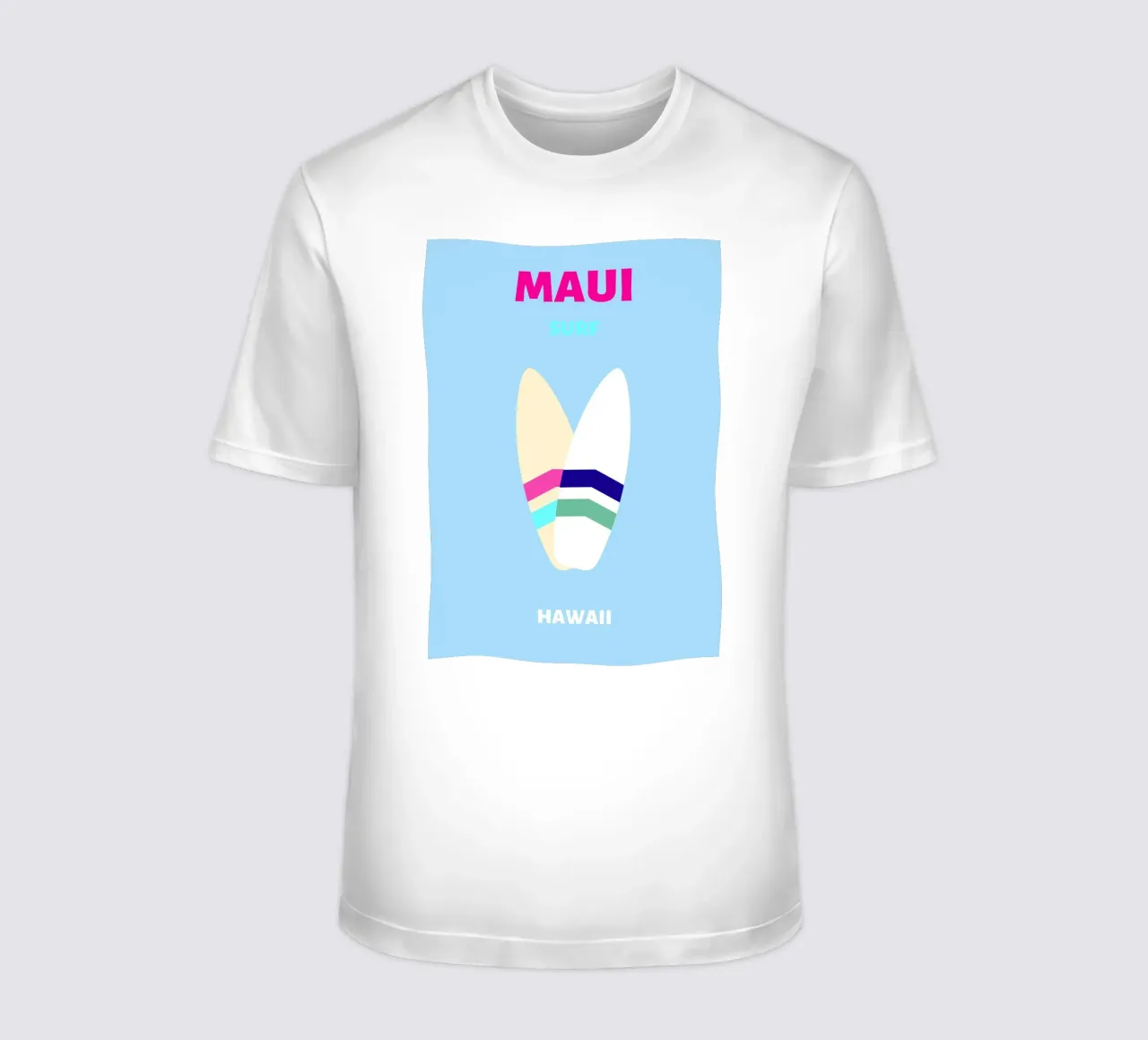 Planche de surf rétro tropicale Jaune Bleu Pop Art Beach Print t-shirt de NorwesClub