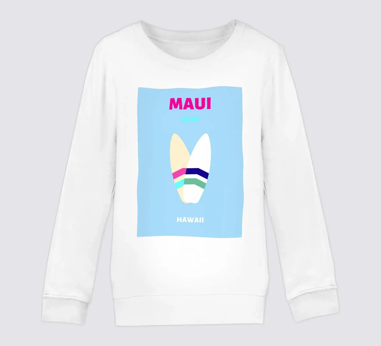 Planche de surf rétro tropicale Jaune Bleu Pop Art Beach Print sweat enfant de NorwesClub