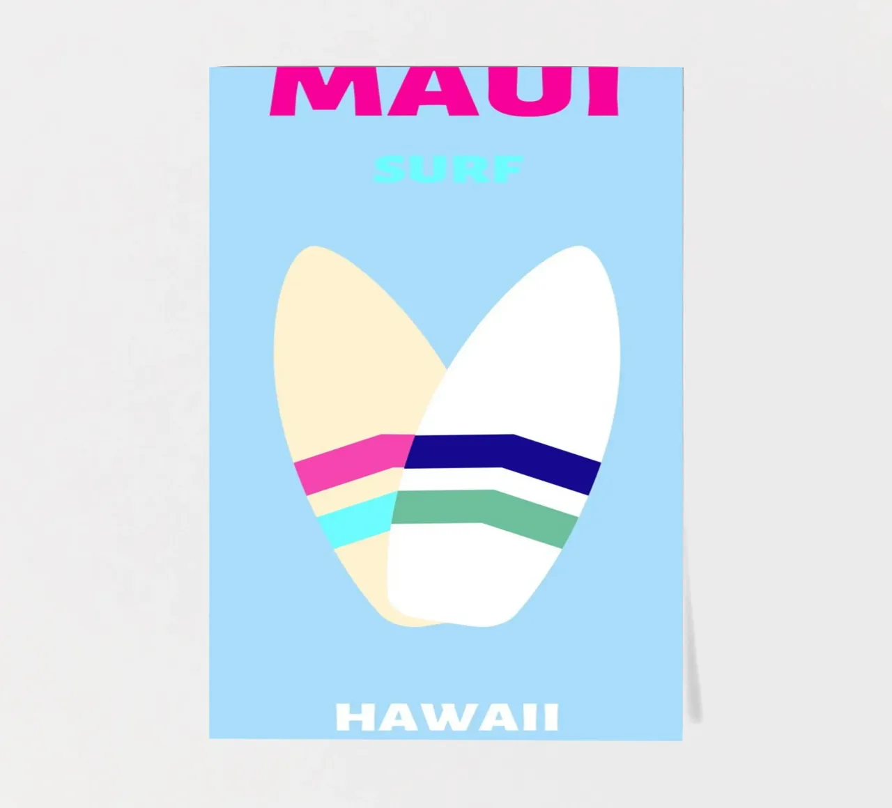 Planche de surf rétro tropicale Jaune Bleu Pop Art Beach Print planche autocollant de NorwesClub