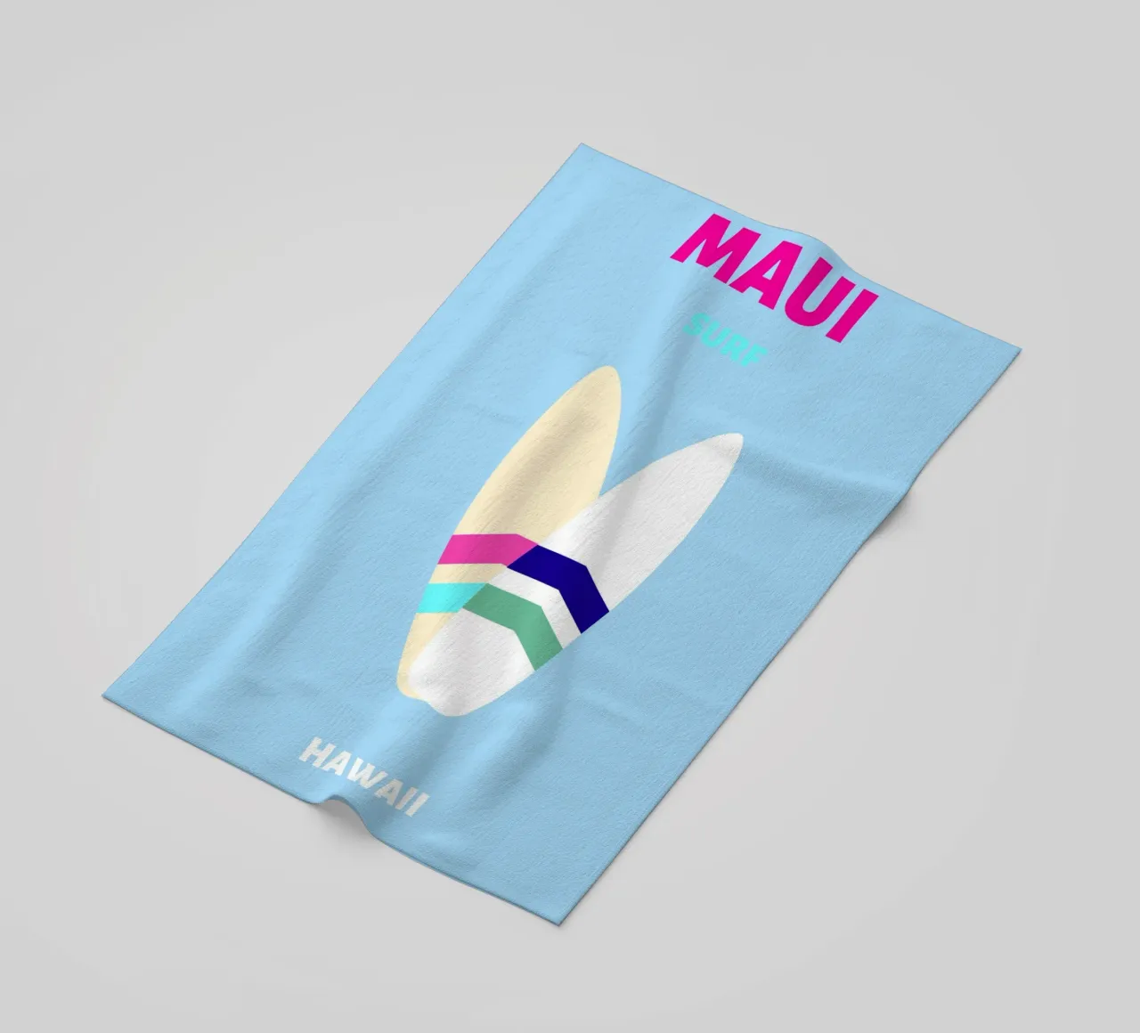 Planche de surf rétro tropicale Jaune Bleu Pop Art Beach Print serviette de plage de NorwesClub