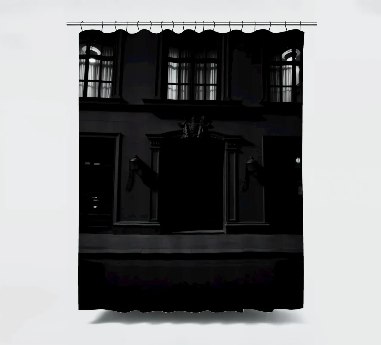Ombre all'ingresso di un edificio storico di notte tenda da doccia da DesignDoodle