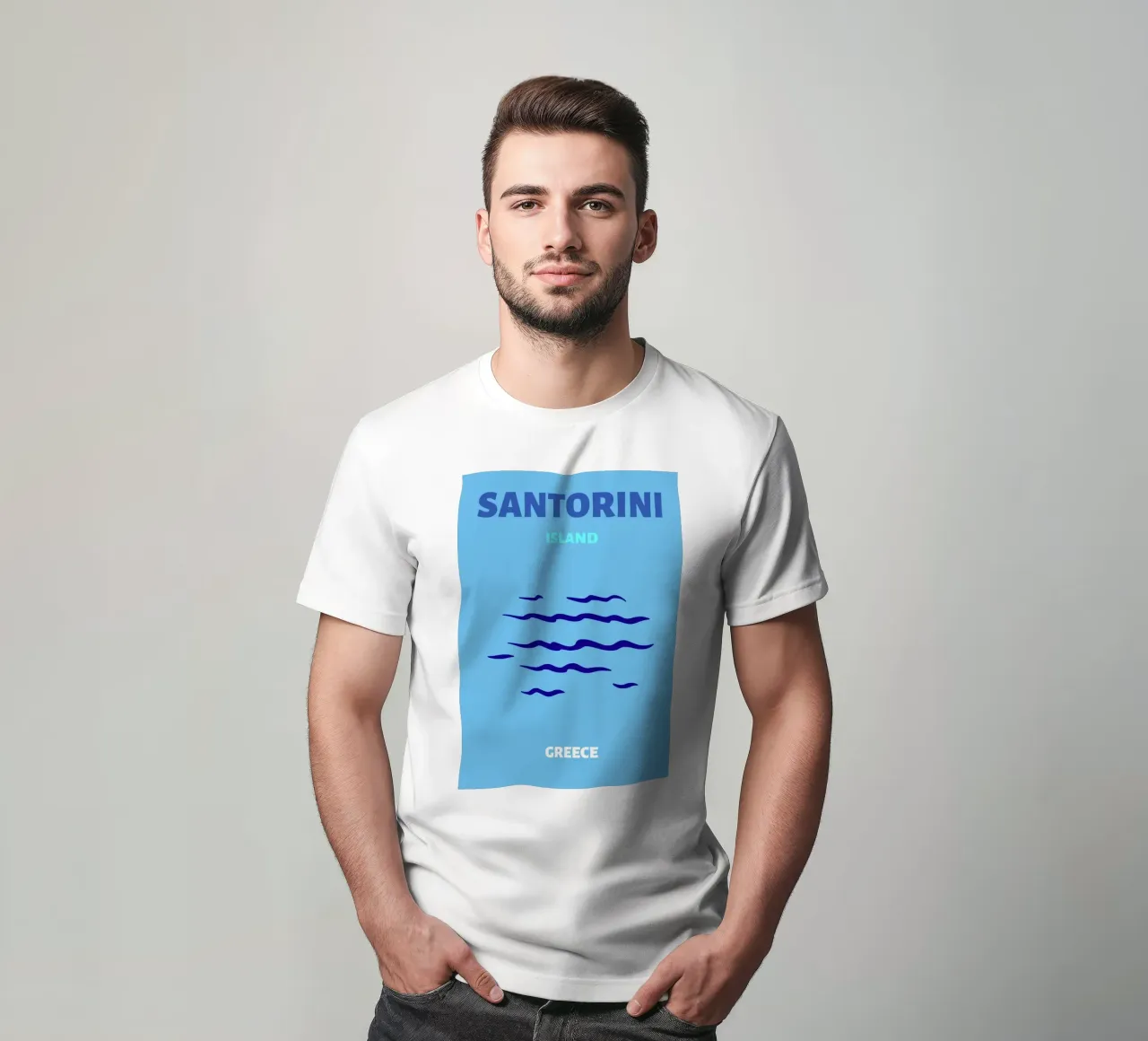 Santorini Greece Retro Island Travel Pop Art Print camiseta de NorwesClub
