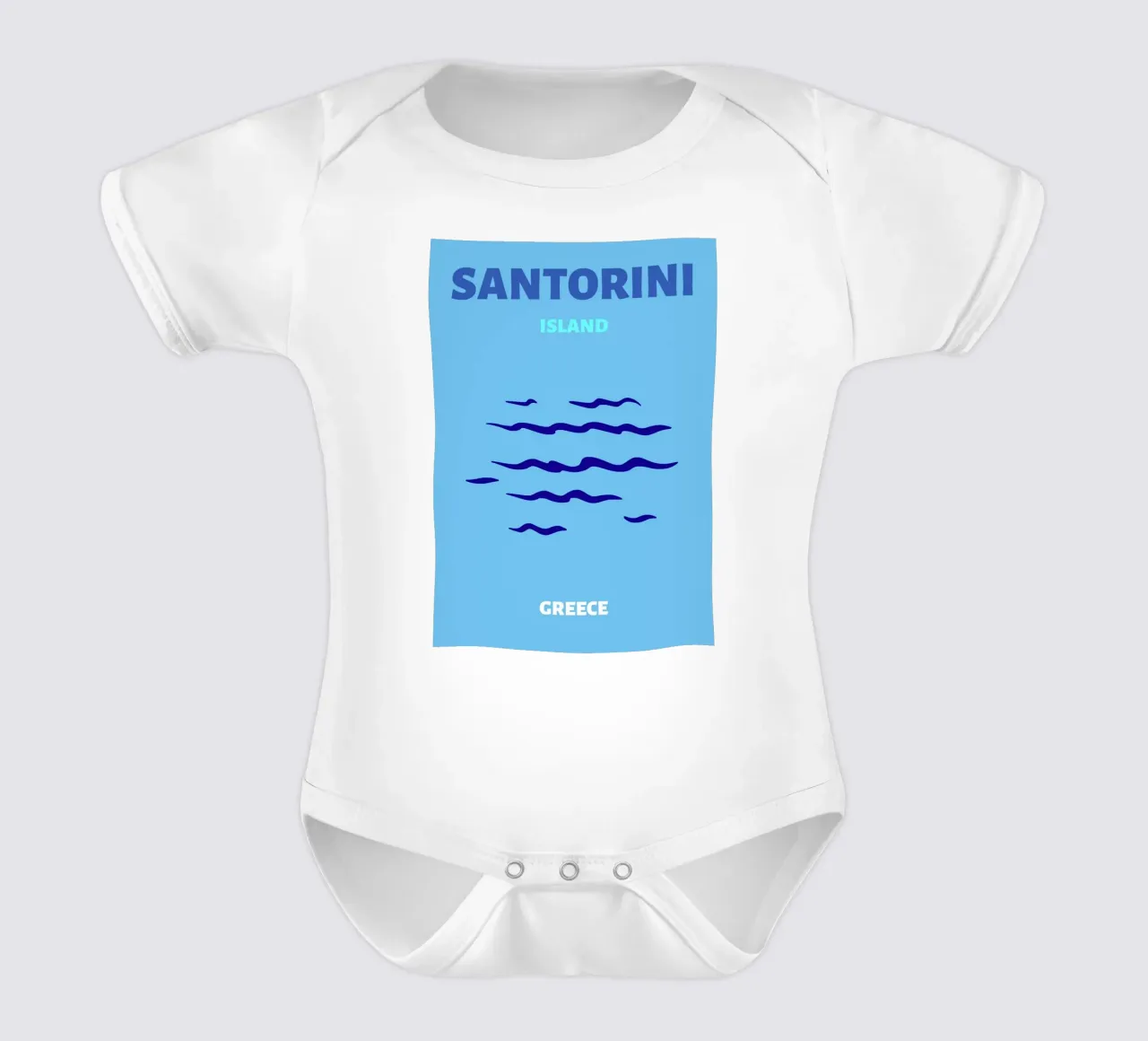 Santorini Greece Retro Island Travel Pop Art Print body de bebé de NorwesClub